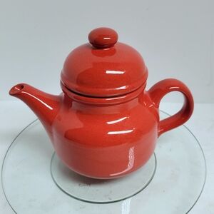 Waechtersbach germany pottery orange red tea pot vintage mid century